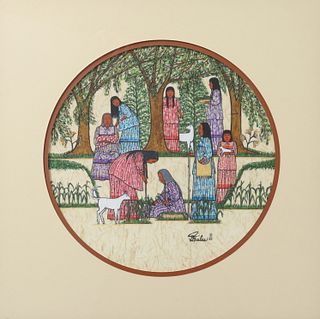 JEAN BALES (1946-2003) NATIVE AMERICAN GOUACHE PAINTING