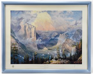 THOMAS KINKADE "LATE AFTERNOON AT ARTIST'S POINT" YOSEMITE VALLEY LITHOGRAPH