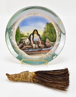 HAND PAINTED PLATE AND SWEETGRASS BROOM
