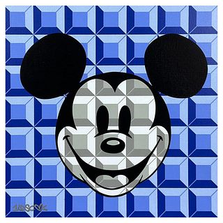 Tennessee Loveless, "Blue 8-Bit Mickey" Limited Edition on Canvas from Disney Fine Art, Numbered and Hand Signed with Letter of Authenticity
