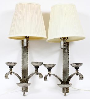 BRUTALIST STYLE ELECTRIFIED SCONCES LATE 20TH C.