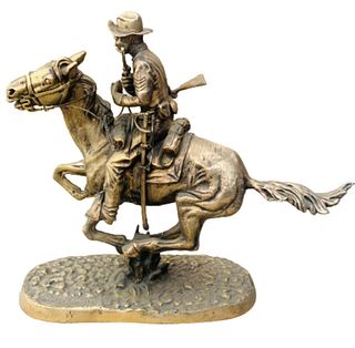 Frederic Remington- Bronze Sculpture gold plated "Cowboy"