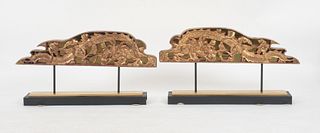 Pair of Chinese Carved Giltwood Dragons on Custom Stands