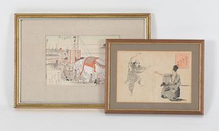 Two Ogata Gekko Japanese Woodblock Prints 