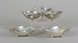 A Group of Foliate Form Sterling Silver Tableware 