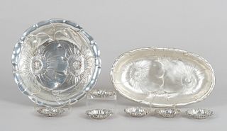 A Group of Poppy Decorated Sterling Silver Tableware 