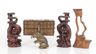 A Group of Wooden Asian Items 