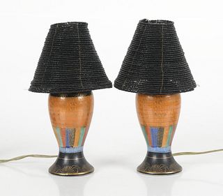 Pair of Diminutive Japanese Kutani Porcelain Lamps