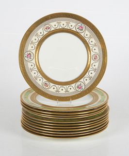 Twelve English Porcelain Cabinet Plates; Cauldon and Coalport