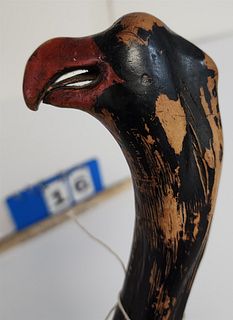 Folk Art Cane W/ Bird Head Handle 34"