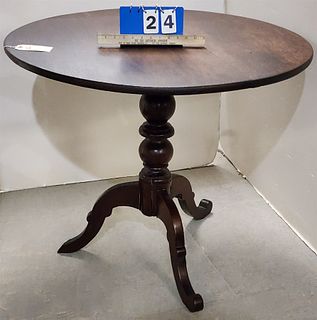 19th C Walnut Tilt Top Tea Table 29"H X 35" Diam
