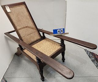 19th C Plantation Adjustable Arm Chair 38"H X 28 1/2"W X 5'D