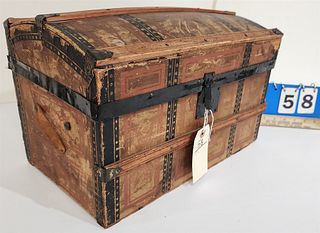 19th C Child's Dome Top Trunk 10"H 16"W X 9 1/2"D