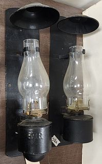 Lot 2  Pennsylvania RR Oil Lamp Sconces 21"H X 5"W