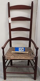 19th C Ladder Back Splint Seat Armchair