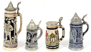 GERMAN COLLECTABLE BEER STEINS FOUR