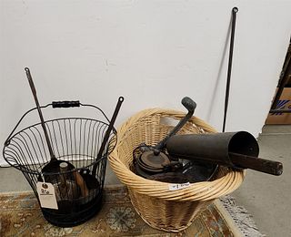Wire Basket W/ Wrought Tools, Trivet Plumb Bob + Basket