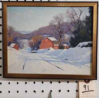 Framed O/B Winter Landscape Sgnd Allen D. Cochran 8" X 10"