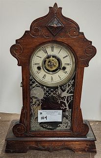 Waterbury Walnut Mantel Clock 17"H X 11 1/2"W X 4"D