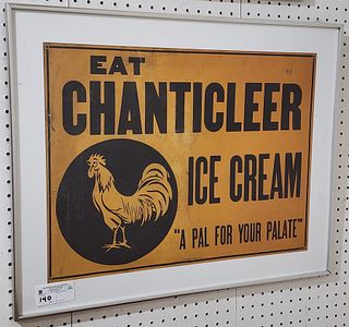 Framed Fogarty - Dayton Ohio 1880 Adver - Eat Chanticleer Ice Cream "A Pal For Your Palate" 17" X 23"