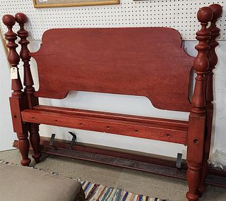 19th C Red Rope Bed 51 1/2"H X 5'W