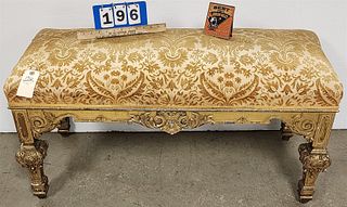 C1890 Gilt Wood Fframe Uphols Bench 21"H X 40 1/2"W X 17 1/2"D