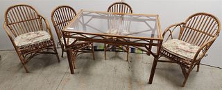 Bamboo Patio Table 29"H X 4'W X 2' 6"W W/ 4 Chairs