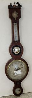 19th C B. Bishop Luton Thermometer/Barometer 37"H X 10"W