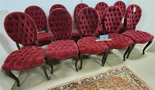 Set 10 Velvet Uphols Dining Chairs restoration hardware