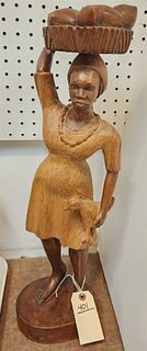 Carved Wooden Figure Of A Woman 23 1/2"