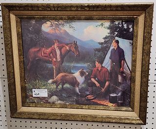 Framed Print Camping "3's A Crowd" 15 1/2"X 19 1/2"