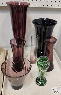Tray Amethyst Glass Vases 14", 10", 8", 7", 7 1/2" + 5" Etc