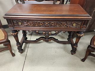 Carved Walnut 1 Drawer Console Table Mohlhenrich 33"H X 44"W X 17"D