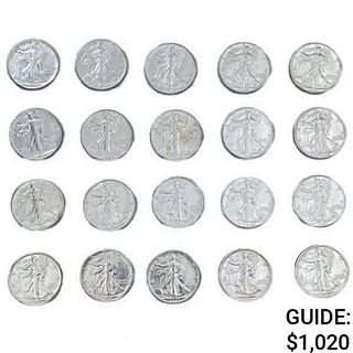 1940-1947 Walking Half Dollars (20 Coins)   