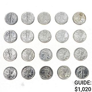 1940-1946 Walking Half Dollars (20 Coins)   