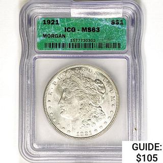 1921 Morgan Silver Dollar ICG MS63 