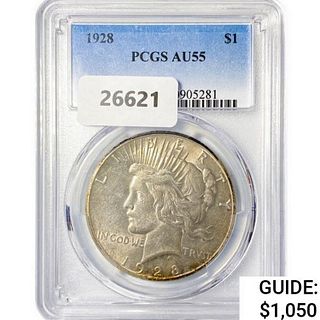 1928 Silver Peace Dollar PCGS AU55 
