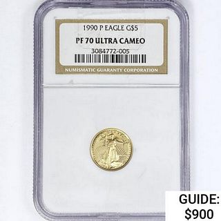 1990 US 1/10oz Gold $5 Eagle NGC PF70 Ultra CAM