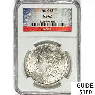 1884-O Morgan Silver Dollar NGC MS62 