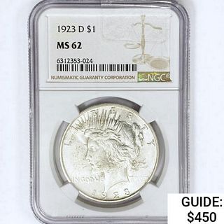 1923-D Silver Peace Dollar NGC MS62 