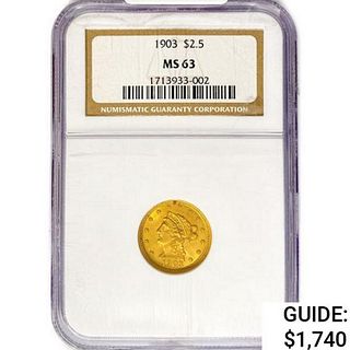 1903 $2.50 Gold Quarter Eagle NGC MS63 