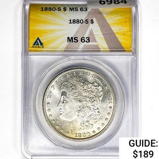 1880-S Morgan Silver Dollar ANACS MS63 