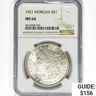 1921 Morgan Silver Dollar NGC MS64 