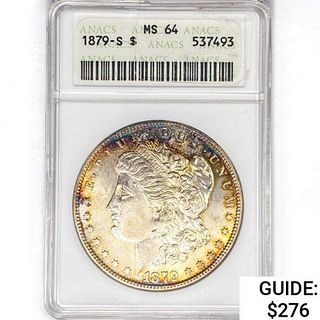 1879-S Morgan Silver Dollar ANACS MS64 