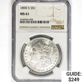 1890-S Morgan Silver Dollar NGC MS61 