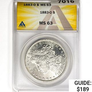 1883-O Morgan Silver Dollar ANACS MS63 
