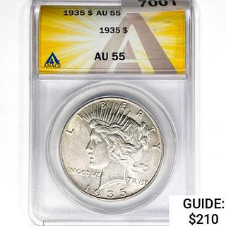 1935 Silver Peace Dollar ANACS AU55 