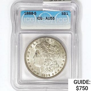 1888-S Morgan Silver Dollar ICG AU55 