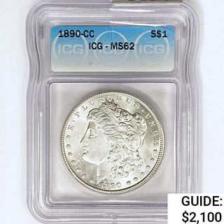 1890-CC Morgan Silver Dollar ICG MS62 