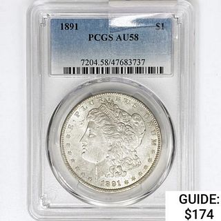 1891 Morgan Silver Dollar PCGS AU58 